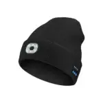 Bluetooth Music Hat with LED Light - Black Knitted Beanie with Wireless Speakers