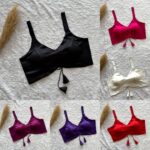 Ready-made blouse shown in black, fuchsia, ivory, plum, purple and red