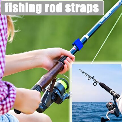 Fishing rod strap in use on a fishing rod